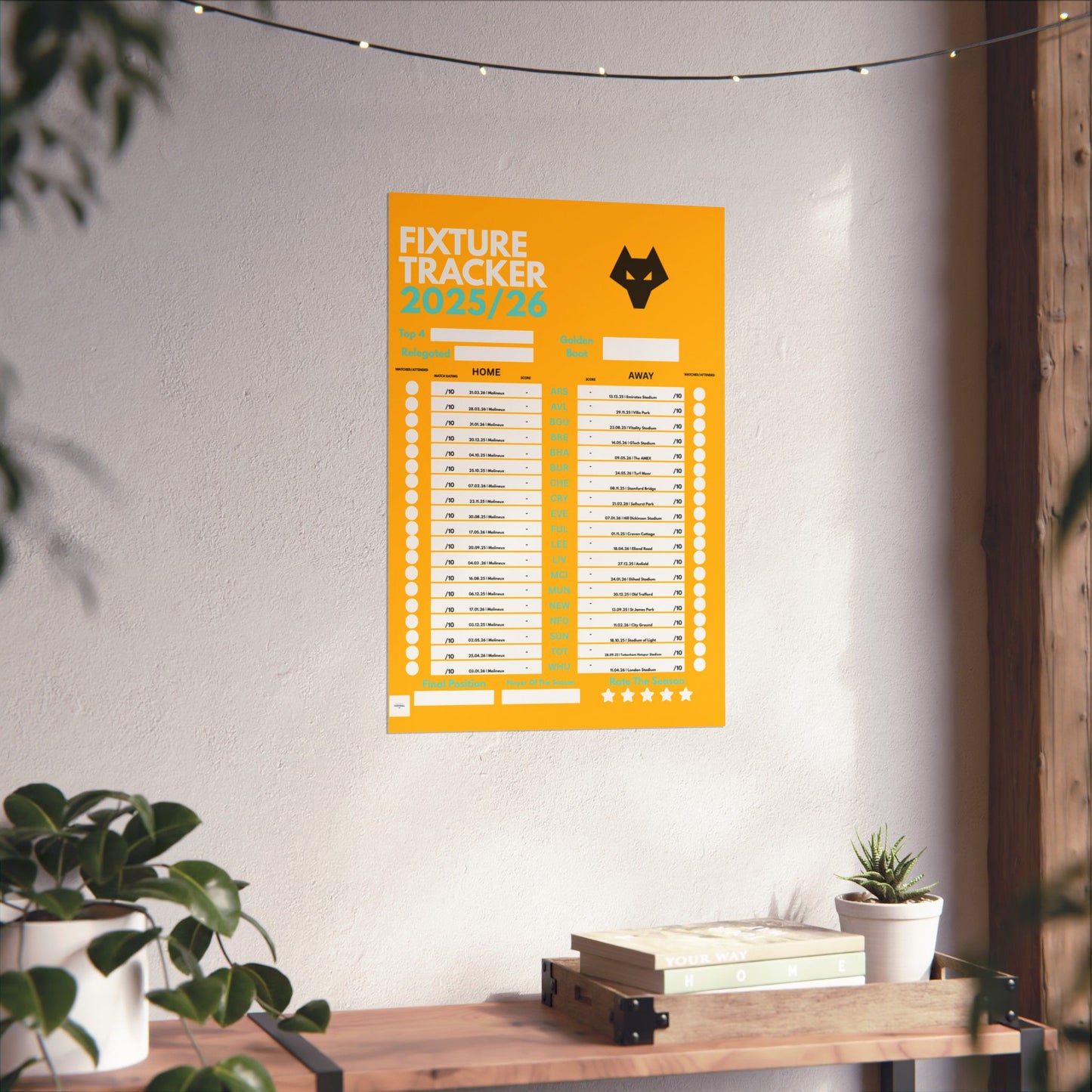 Wolves 2025/26 Fixture Tracker