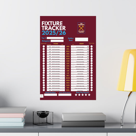 West Ham 2025/26 Fixture Tracker