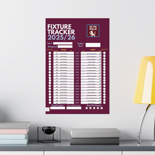 Aston Villa 2025/26 Fixture Tracker